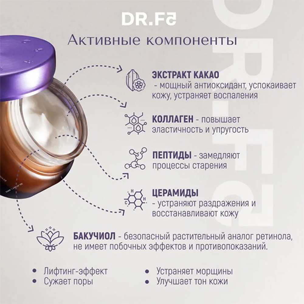 Лифтинг-крем с Бакучиолом DR.F5 Exo-Tox Lifting Effector Cream 10мл