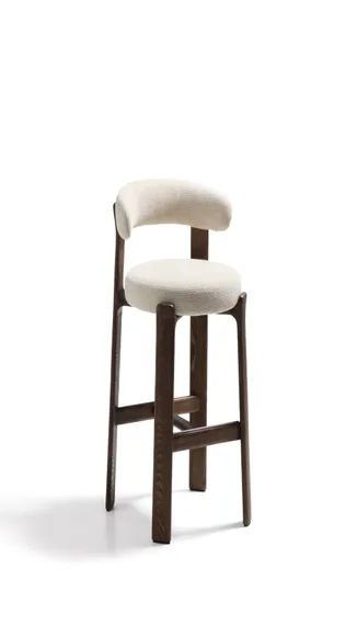 Барный стул Granite 75 см, бежевый шенилл, массив ясеня цвете орех