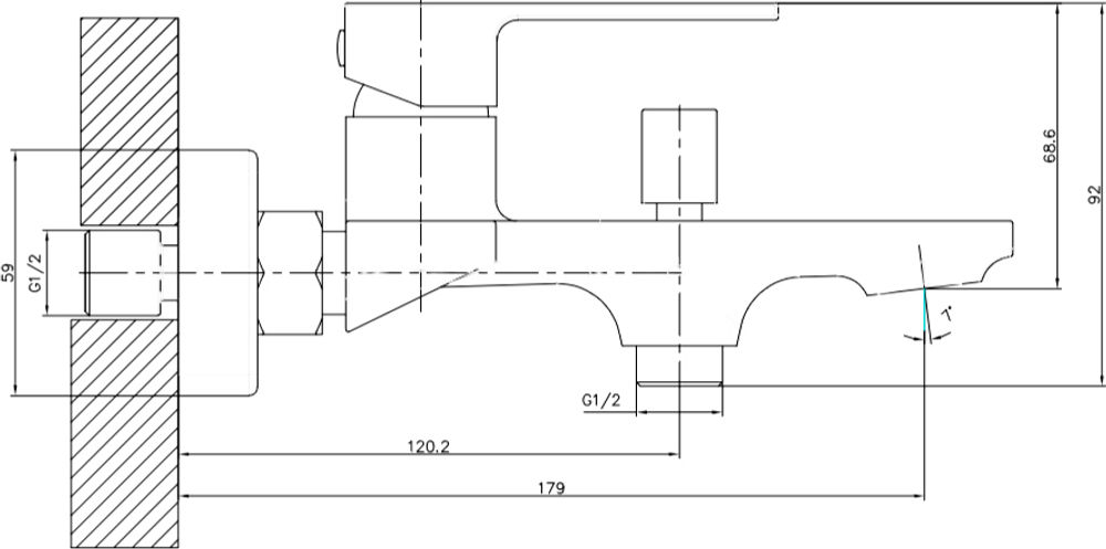 Смеситель для ванны с душем STWORKI Карлстад S35100MB матовый черный