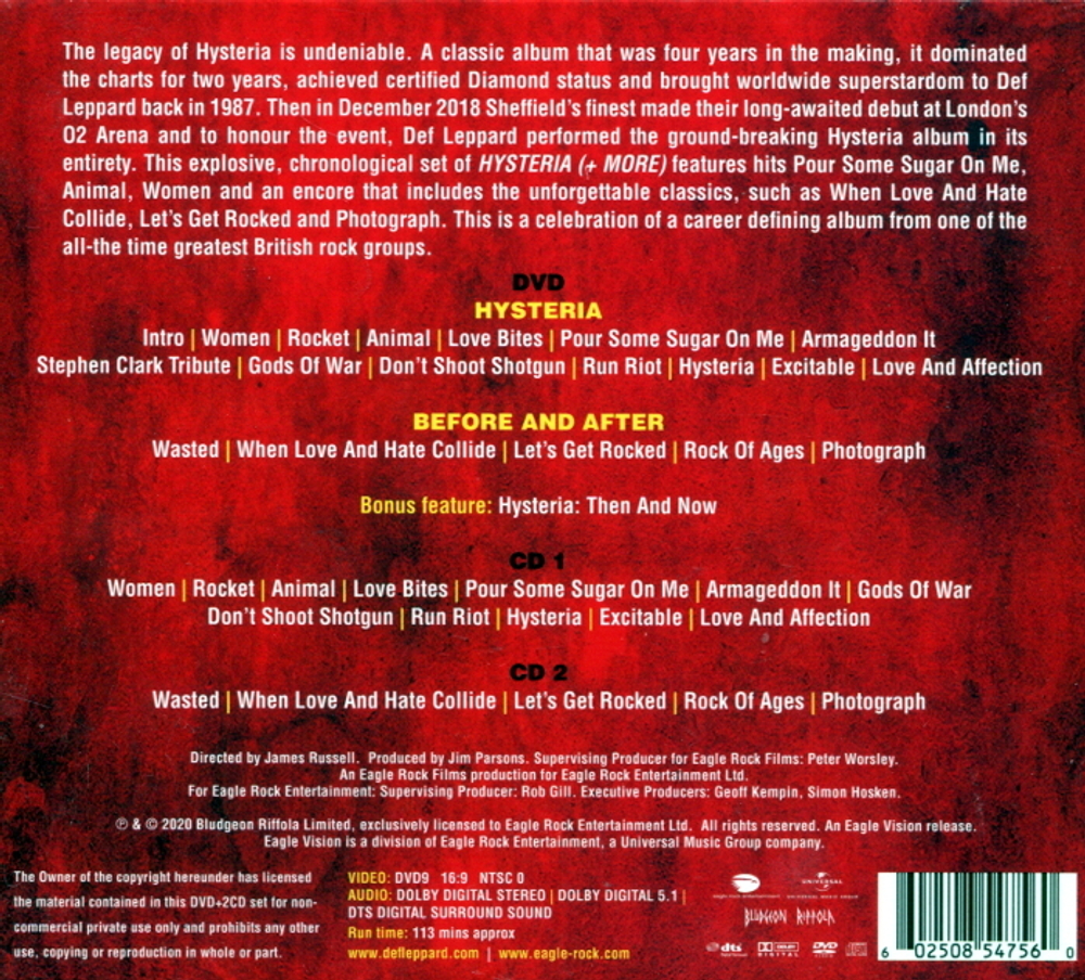 Def Leppard / Hysteria At The O2 (2CD+DVD)