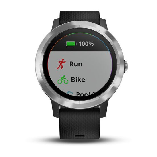 Смарт часы Garmin Vivoactive 3, серебристые с черным ремешком 010-01769-02