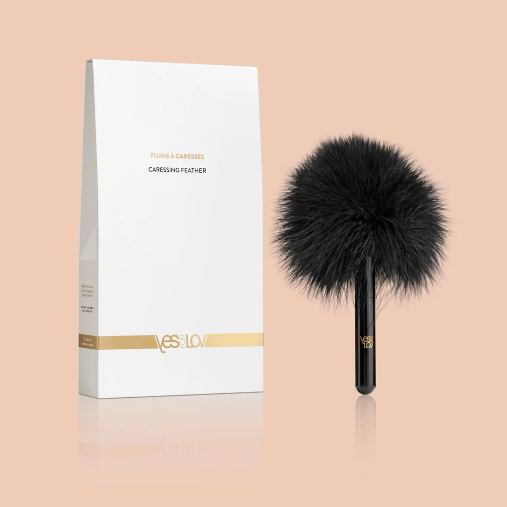 Черная перьевая кисточка с гладкой ручкой Caressing Feather