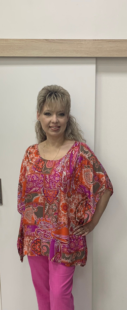 Пончо-туника яркой оранжевой расцветки