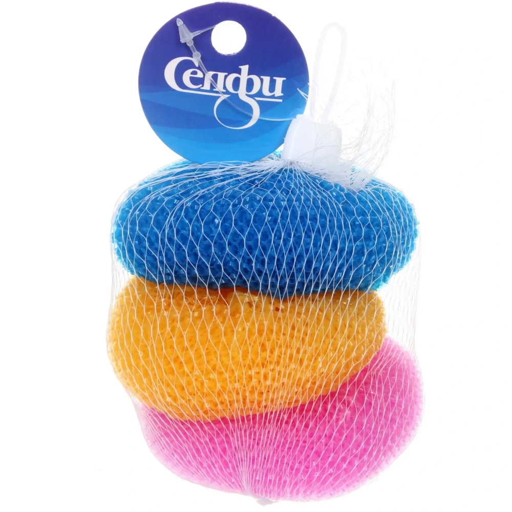 Губка для мытья посуды , 3 шт, пластик