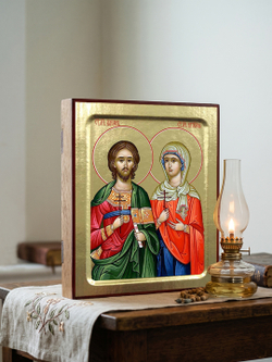 Икона Адриана и Наталии, святых мучеников на дереве: 125 х 160 (Синопсисъ)