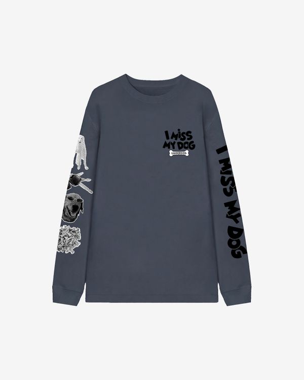 Лонгслив I miss my dog Goofy дымчатый серый - фото 1