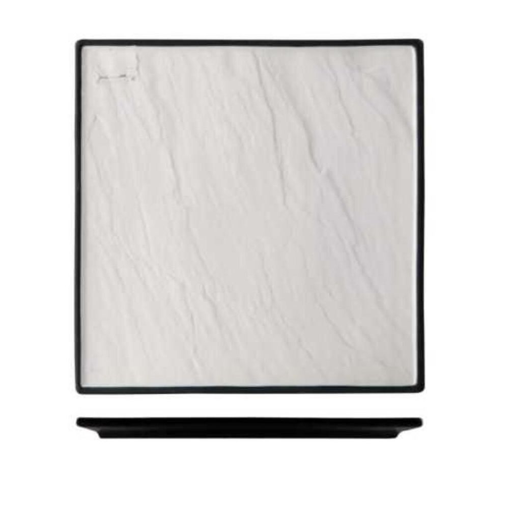 Блюдо квадратное 30*30 см Relief белое с черным бортом фарфор P.L. Proff Cuisine [1]