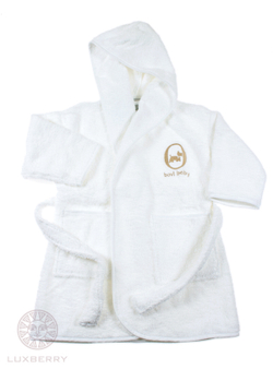 Халат детский с капюшоном Bovi Собачки белый-бежевый Португалия