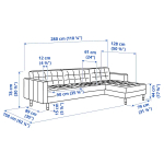 4-местный диван - IKEA LANDSKRONA, 89x280см, черный, кожа, ЛАНДСКРУНА ИКЕА