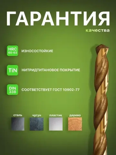 Набор сверл с шестигранным хвостовиком по металлу 1.5-6.5 мм, 13 шт