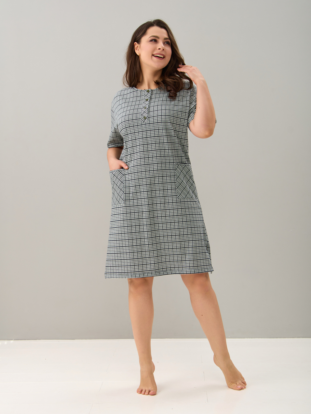 Туника Т-012/клеточкасиний-зеленая