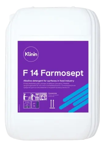Klinin: Фармосепт F14 10л сильнощелочное пенное моющее средство без хлора