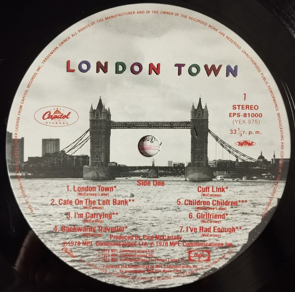 Винтажная виниловая пластинка LP Wings Paul McCartney London Town (Japan 1978) (Obi Copy)