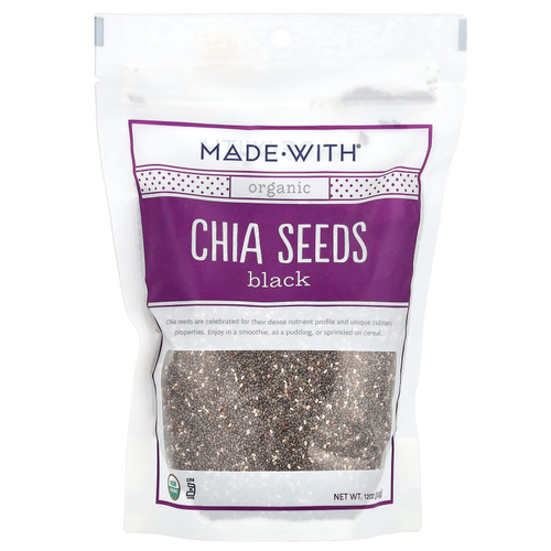 Made With, Органические семена чиа, черные, 340 г (12 унций)