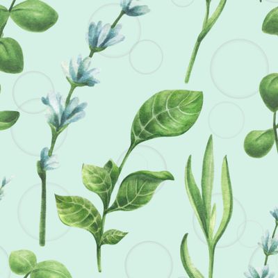 Зеленые травы на сине-зеленом фоне