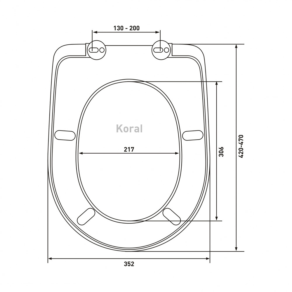 Сиденье для унитаза KORAL A дюропласт с универ крепл (Корал,Лагуна,Президент,Анимо,Бриз,Бореаль)
