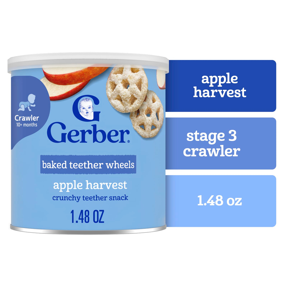Gerber, запеченные прорезыватели для зубов, для детей от 10 месяцев, яблочный урожай, 42 г (1,48 унции)