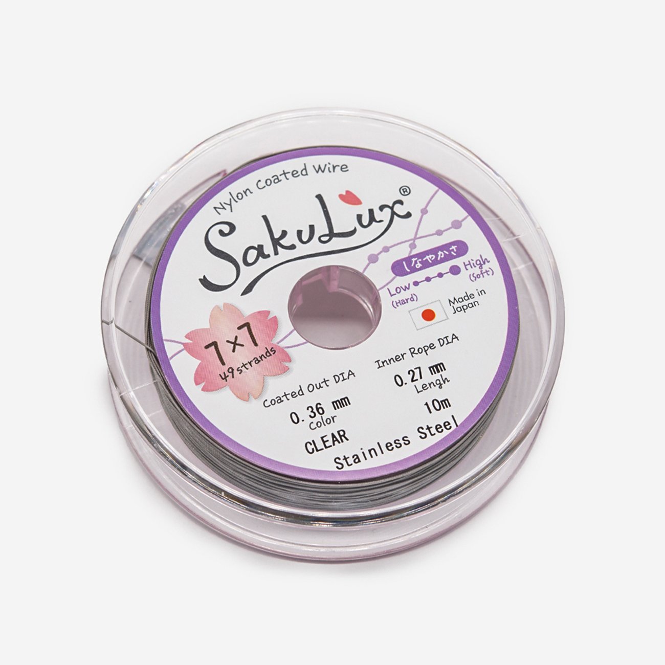 Японский ювелирный тросик SakuLux 49 диаметр 0,36мм, цвет "Сталь"