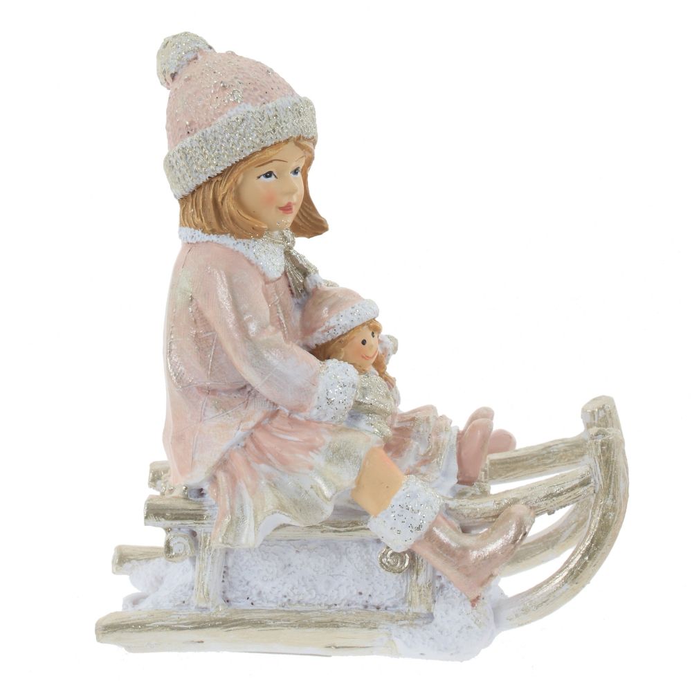 GAEM Фигурка декоративная "Мальчик/Девочка на санках", L9 W5,5 H10,5 см, 2в.