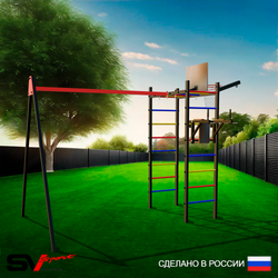 Уличный спортивно-игровой комплекс Sv Sport У3211КП1 (Брусья/Подвесы на подш/Щит баскет/Кронш бокс)