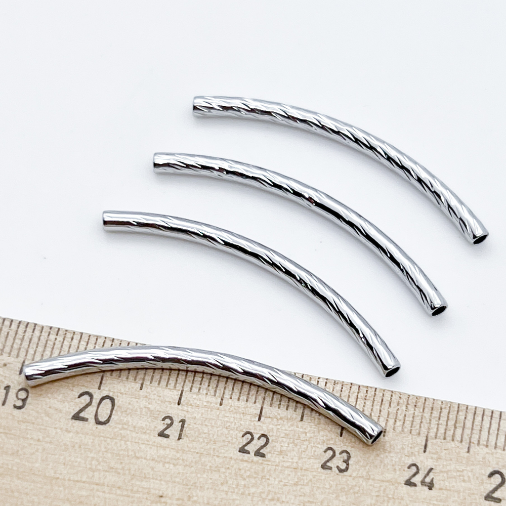 Бусина Трубочка, цвет серебро, размер около 43*2,7 мм, цена за 1 шт