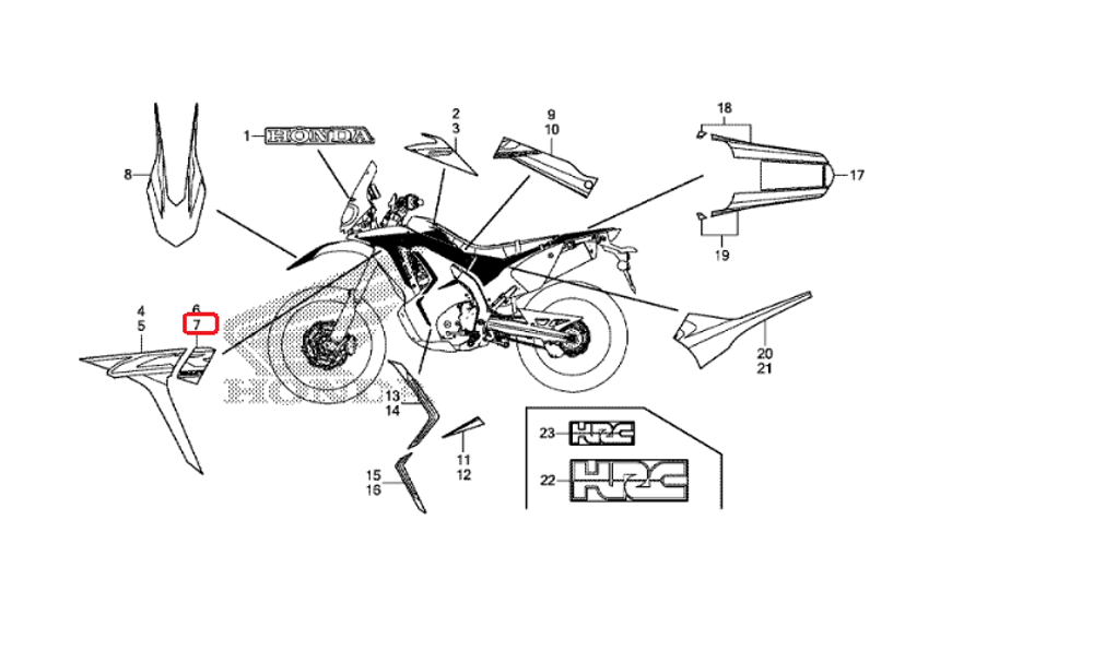 86194-KZZ-U00ZB. STRIPE B, L. FR. SHROUD *TYPE1*. Honda CRF250Rally OEM sticker