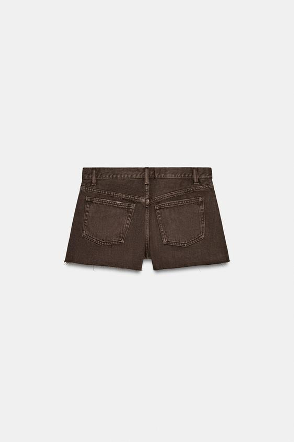 ZARA ЦВЕТНЫЕ ДЖИНСОВЫЕ ШОРТЫ TRF СО СРЕДНЕЙ ПОСАДКОЙ, КОРИЧНЕВЫЙ