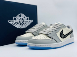 Кроссовки коллаборация Nike Air JORDAN 1 & DIOR SNEAKERS GREY