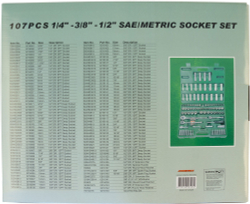 S05H48107S Набор инструмента универсальный 1/4", 3/8" и 1/2"DR, 107 предметов