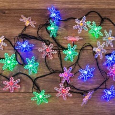Гирлянда светодиодная "Снежинки" 30 LED МУЛЬТИКОЛОР 4,4 метра с контроллером