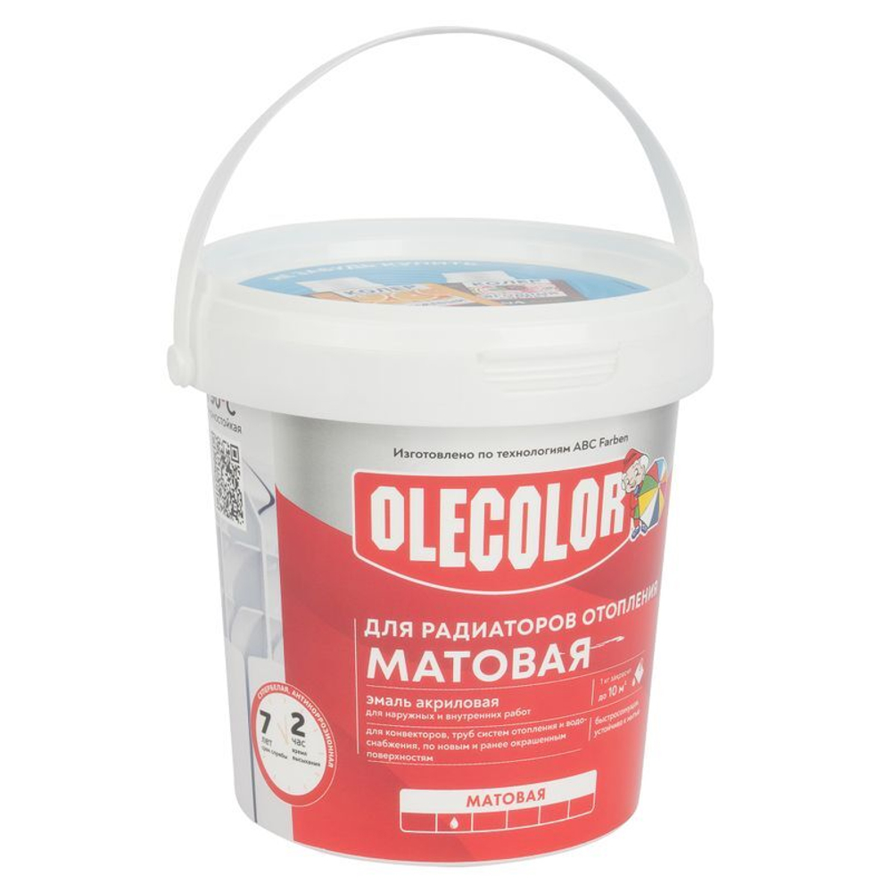Эмаль акриловая для радиаторов Olecolor белая матовая 1кг