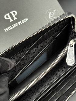 Кошелек на молнии Philipp Plein с фактурным черепом