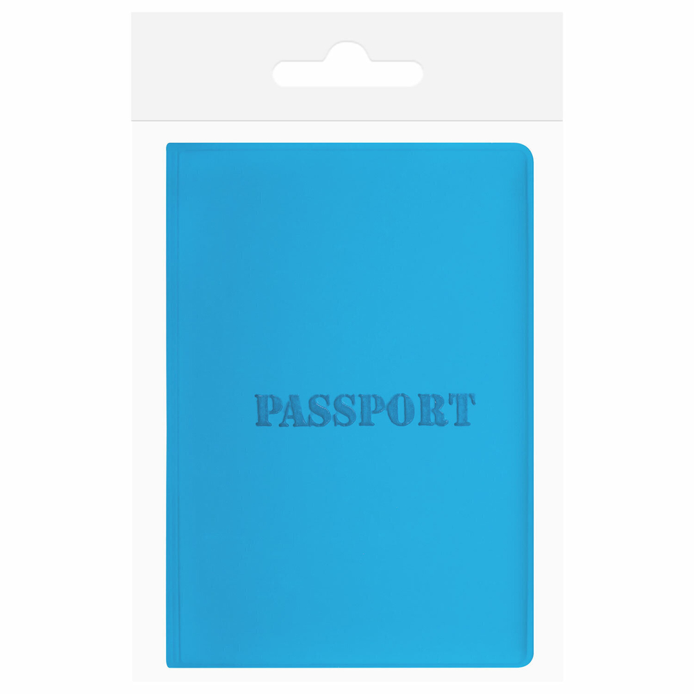 Обложка для паспорта мягкий полиуретан "PASSPORT" голубая STAFF (5 штук в упаковке)