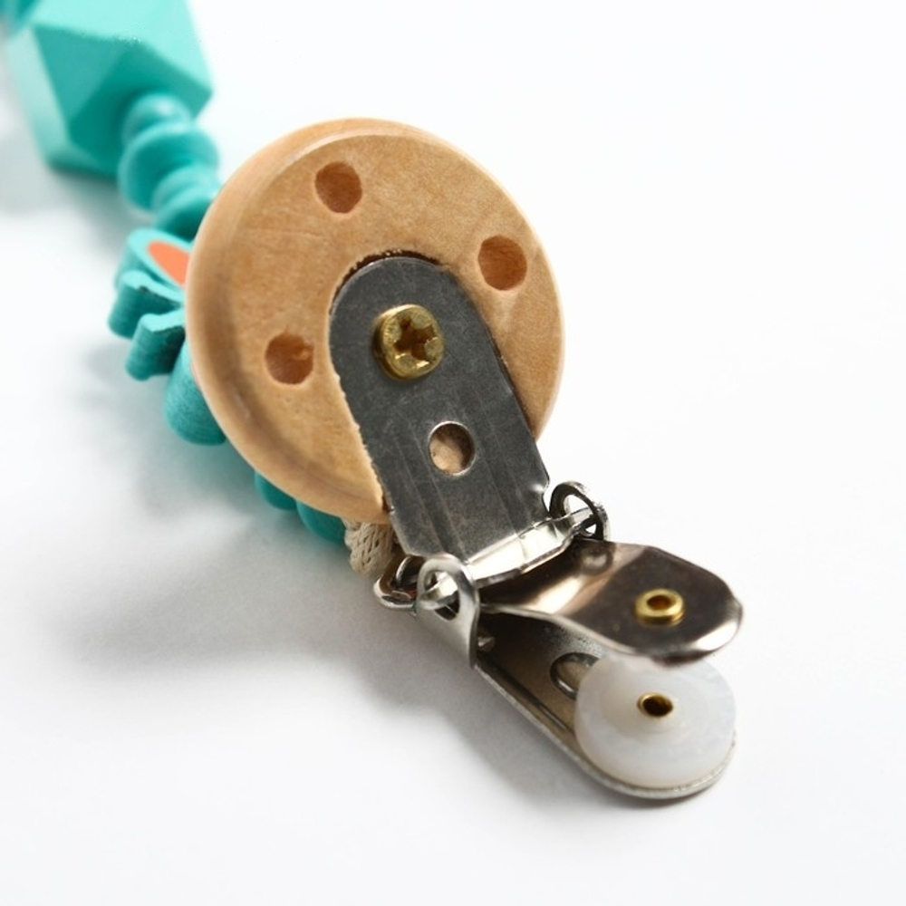 4155498 Держатель для пустышки "Бабочка", дерев., цвет бирюзовый