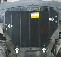 Защита картера Двигателя, КПП. 2 мм, Сталь. для Renault Master 2010-2014 MOTODOR.01731