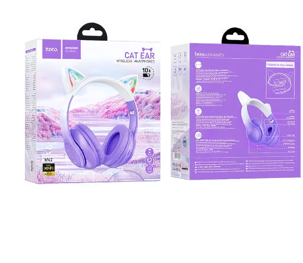 Bluetooth - гарнитура HOCO W42 Cat, накладные, BT5.3, 400mAh Purple Grape