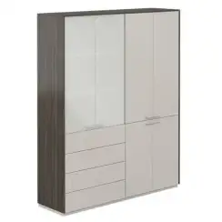 NZ-0321+NZ-0332.BT.GS / Шкаф высокий + Шкаф высокий со стеклом мат., 4 ящ., обвязка BT, фасады GS / 1624х450х1976, обвязка BT, фасады GS, стекло матовое GLM