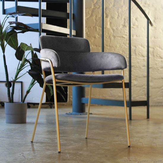 Стул Strike серый велюр с золотыми ножками