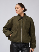 Бомбер утепленный из замши