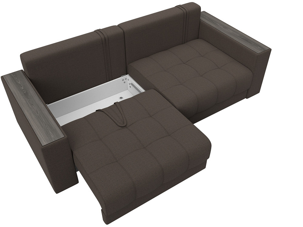 Диван прямой с декором Лига-049 НПБ, Амур 05 РОГОЖКА коричневый