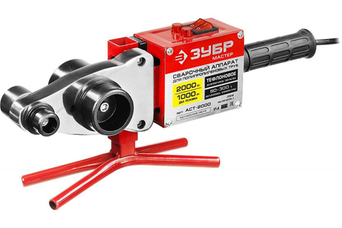 Сварочный аппарат для полипропиленовых труб, 1000/2000Вт, 50-300С, насадки 20, 25, 32, 40 , 50, 63мм, металлический кейс, 220В ЗУБР МАСТЕР АСТ-2000