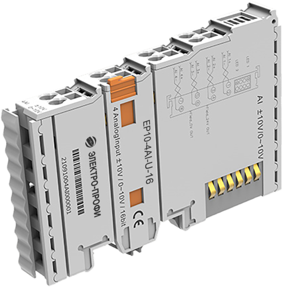 Модуль расширения, 4 - аналог. ввода, ±10V/0~10V/2~10V/±5V/0~5V/1~5V, 15011021 EP10