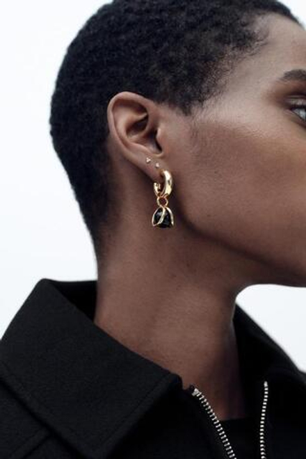 ZARA СЕРЬГИ-КОЛЬЦА С РЕЛЬЕФНЫМ УЗОРОМ И ШАРИКАМИ, ЗОЛОТИСТЫЙ