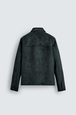 ZARA КУРТКА-РУБАШКА ИЗ ИСКУССТВЕННОЙ ЗАМШИ, МОРСКОЙ СИНИЙ