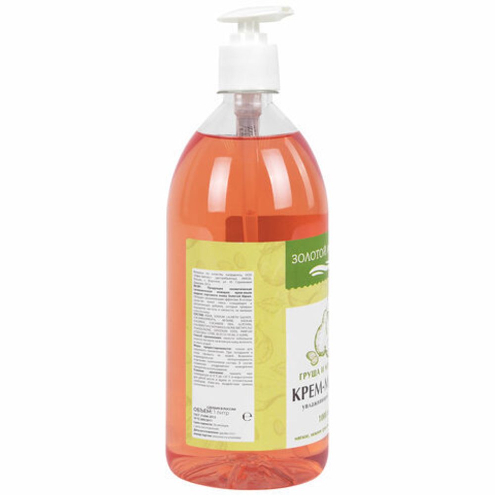 Мыло-крем жидкое 1 л, ЗОЛОТОЙ ИДЕАЛ "Груша и миндаль", дозатор, 609426