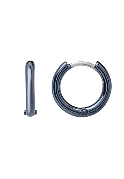 Серьги кольца 12 мм из серебра синие