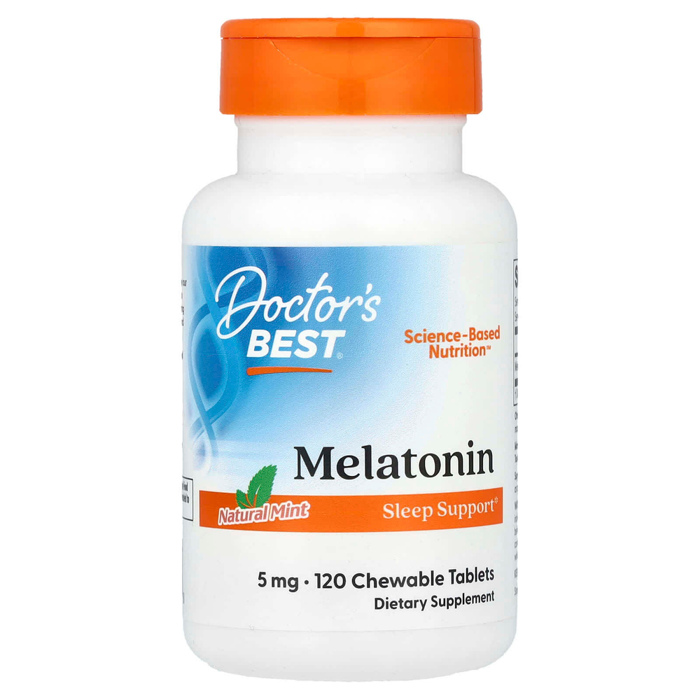 Doctor's Best, мелатонин, натуральная мята, 5 мг, 120 жевательных таблеток