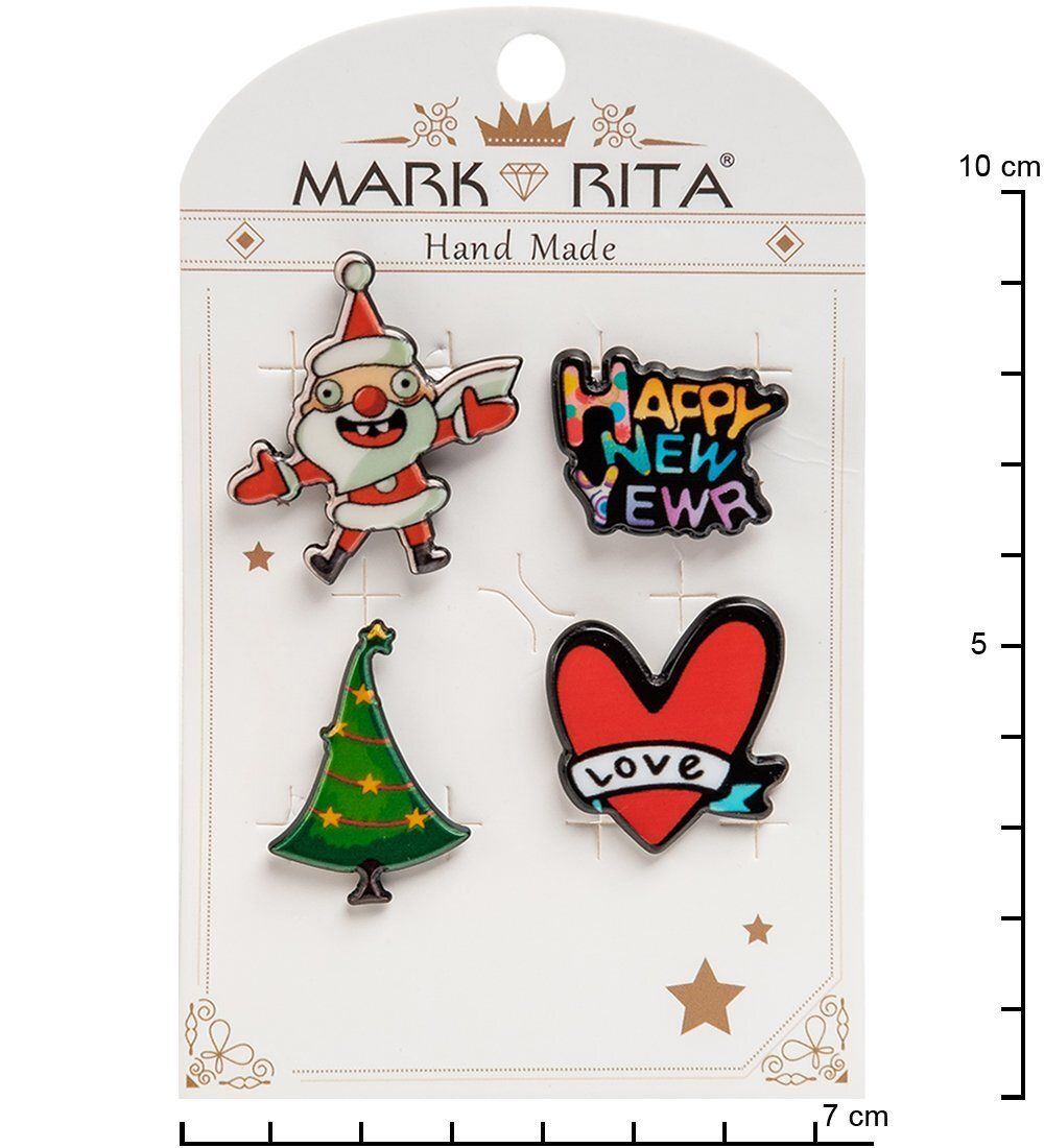MR- 98 Н-р брошей с цанговым зажимом бабочка «С Новым Годом!» Mark Rita