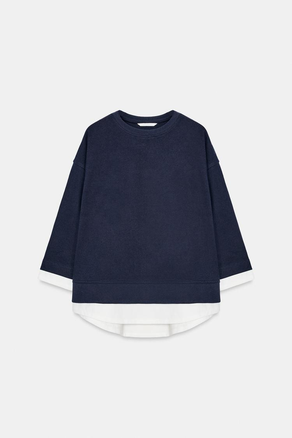 ZARA КОМБИНИРОВАННАЯ ТОЛСТОВКА С ДЛИННЫМИ РУКАВАМИ, МОРСКОЙ СИНИЙ