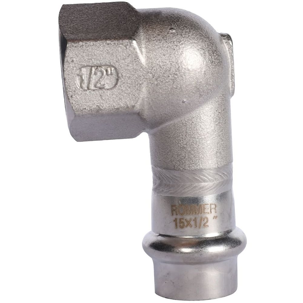 ROMMER Угольник-переходник с ВР 15x1/2" из нержавеющей стали прессовой